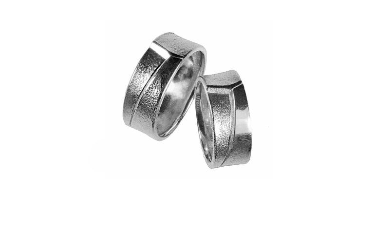45000+45001-wedding rings, white gold 750